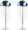 Silver Metal Flower Centerpiece Stand with Crystal Beads,2Pcs in Silver