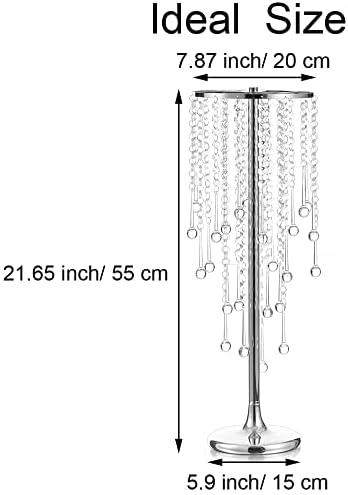 Silver Metal Flower Centerpiece Stand with Crystal Beads,2Pcs in Silver, alternate view 3