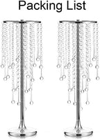 Silver Metal Flower Centerpiece Stand with Crystal Beads,2Pcs in Silver, alternate view 6