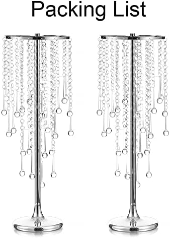 Silver Metal Flower Centerpiece Stand with Crystal Beads,2Pcs in Silver, alternate view 6