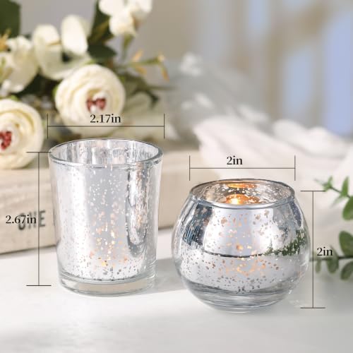 Silver Party Decorations 72pcs, Assorted Glass Votive Candle Holders in Silver--(36pcs+36pcs), alternate view 2