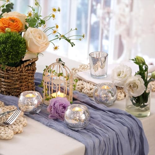 Silver Party Decorations 72pcs, Assorted Glass Votive Candle Holders in Silver--(36pcs+36pcs), alternate view 3