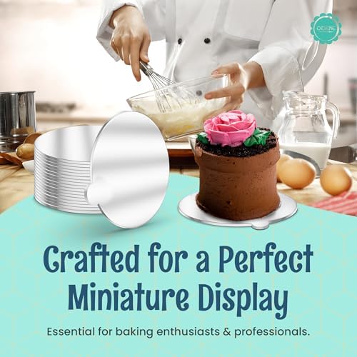 Silver Round Mini Cake Boards with Tab - 2-3/4 Inch Grease-Proof, Foil-Covered, Food Grade Cardboard for, alternate view 6
