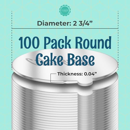 Silver Round Mini Cake Boards with Tab - 2-3/4 Inch Grease-Proof, Foil-Covered, Food Grade Cardboard for, alternate view 7