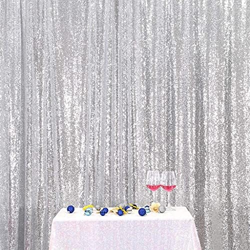 Silver Sequin Backdrop, 20Ft x 10Ft Glitter Photography Background Curtains for Party Baby Shower Wedding