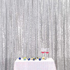 Silver Sequin Backdrop, 20Ft x 10Ft Glitter Photography Background Curtains for Party Baby Shower Wedding