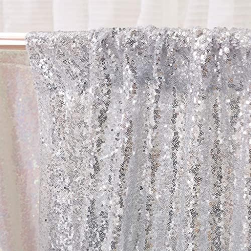 Silver Sequin Backdrop, 20Ft x 10Ft Glitter Photography Background Curtains for Party Baby Shower Wedding, alternate view 3