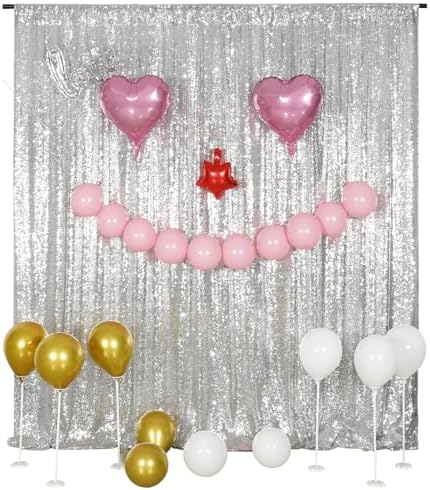 Silver Sequin Backdrop, 20Ft x 10Ft Glitter Photography Background Curtains for Party Baby Shower Wedding, alternate view 4