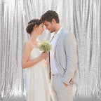 Silver Sequin Backdrop, 20Ft x 10Ft Glitter Photography Background Curtains for Party Baby Shower Wedding, alternate view 6