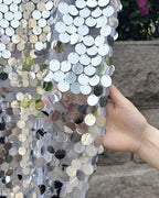 Silver Sequin Backdrop 4x10 Ft, 2 Panels, Large Shimmer Party Decor in 4 ft W x 10 ft L (2 Panels) in Silver, alternate view