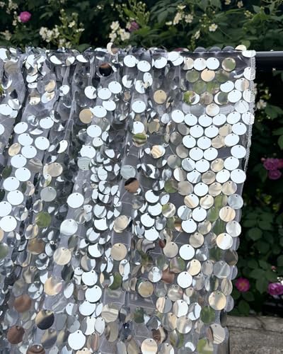 Silver Sequin Backdrop 4x10 Ft, 2 Panels, Large Shimmer Party Decor in 4 ft W x 10 ft L (2 Panels) in Silver, alternate view