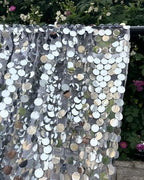 Silver Sequin Backdrop 4x10 Ft, 2 Panels, Large Shimmer Party Decor in 4 ft W x 10 ft L (2 Panels) in Silver, alternate view
