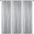 Silver Sequin Backdrop Curtain 3 Panels 2FTx8FT Glitter Silver Background Drapes Sparkle Photography Backdrop
