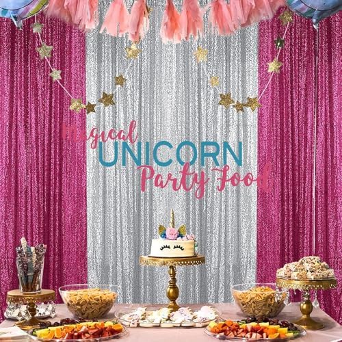 Silver Sequin Backdrop Curtain 4FTx8FT Glitter Silver Background Drapes Sparkle Photography Backdrop for Party, alternate