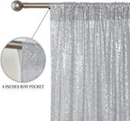 Silver Sequin Backdrop Curtain 4FTx8FT Glitter Silver Background Drapes Sparkle Photography Backdrop for Party, alternate