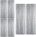 Silver Sequin Backdrop Curtain 6 Panels 2FTx8FT Glitter Silver Background Drapes Sparkle Photography Backdrop