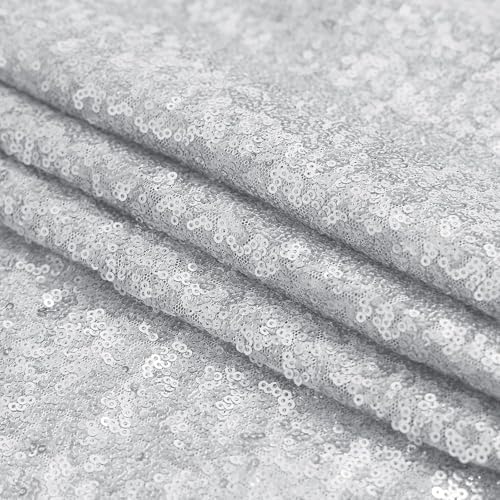 Silver Sequin Backdrop Curtain 7FTx7FT Glitter Silver Background Drapes Sparkle Photography Backdrop for Party, alternate