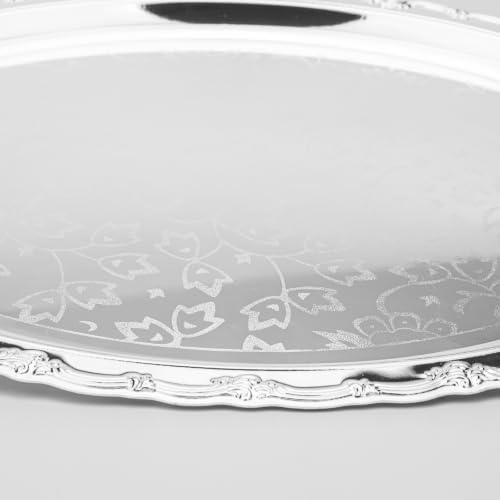 Silver Serving Tray with Handles Silver Platter Silver Trays for Serving in Silver, alternate view 4