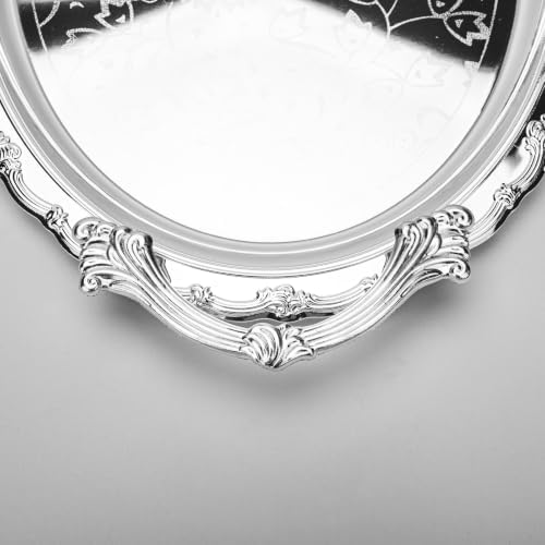 Silver Serving Tray with Handles Silver Platter Silver Trays for Serving in Silver, alternate view 5