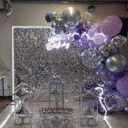 Silver Shimmer Wall Backdrop 12 Panels Cover 4 x 3 Ft, Photo Backdrops for Wedding, Anniversary, Birthday, Party, alternate