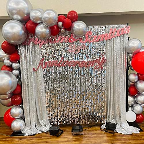 Silver Shimmer Wall Backdrop Sequin Mirror Backdrop Parties Disco Wedding, alternate view 3
