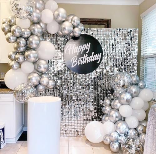 Silver Shimmer Wall Backdrop Sequin Mirror Backdrop Parties Disco Wedding, alternate view 4