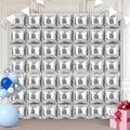 Silver Square Foil Balloons 50 Pcs Metallic Silver Balloons Wall Backdrop for New Year Graduation Birthday