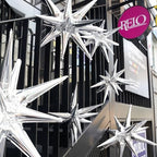 Silver Star Spike Balloons 6pcs Explosion Foil Mylar Balloons in 6 PCS - 27&22 Inch in Silver-iridescent, alternate view 3