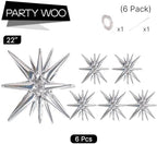 Silver Star Spike Balloons 6pcs Explosion Foil Mylar Balloons in 6 PCS - 27&22 Inch in Silver-iridescent, alternate view 4