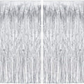 Silver Streamers Metallic Party Backdrop 8.2ft x 3.2ft - Pack of 2