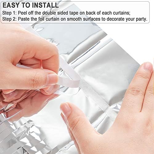 Silver Streamers Metallic Party Backdrop 8.2ft x 3.2ft - Pack of 2, alternate view 4