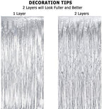 Silver Streamers Metallic Party Backdrop 8.2ft x 3.2ft - Pack of 2, alternate view 5
