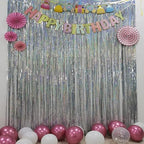 Silver Streamers Party Fringe Backdrop Christmas Decorations in 3.2x8.2 ft in Silver, alternate view 3