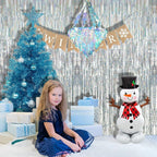 Silver Streamers Party Fringe Backdrop Christmas Decorations in 3.2x8.2 ft in Silver, alternate view 6