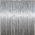 Silver Tinsel Backdrop, 8 Pack 3.3 x 6.6 ft Foil Fringe Curtains in 3.3 x 6.6 ft