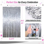 Silver Tinsel Backdrop, 8 Pack 3.3 x 6.6 ft Foil Fringe Curtains in 3.3 x 6.6 ft, alternate view 2