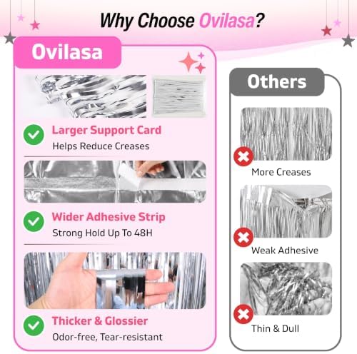 Silver Tinsel Backdrop, 8 Pack 3.3 x 6.6 ft Foil Fringe Curtains in 3.3 x 6.6 ft, alternate view 3