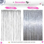 Silver Tinsel Backdrop, 8 Pack 3.3 x 6.6 ft Foil Fringe Curtains in 3.3 x 6.6 ft, alternate view 4
