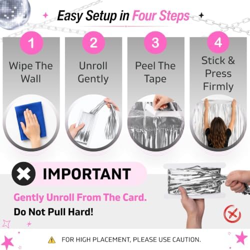 Silver Tinsel Backdrop, 8 Pack 3.3 x 6.6 ft Foil Fringe Curtains in 3.3 x 6.6 ft, alternate view 5
