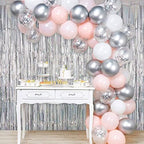 Silver Tinsel Foil Fringe Curtain Backdrop, 3.3 x 8.2 ft Metallic Glitter Curtain Streamers, 2 Pack Silver, alternate view 5
