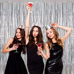 Silver Tinsel Foil Fringe Curtain Backdrop, 3.3 x 8.2 ft Metallic Glitter Curtain Streamers, 2 Pack Silver, alternate view 7