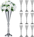 Silver Trumpet Flower Wedding Centerpiece Riser, 10Pcs, 16.5in in Silver