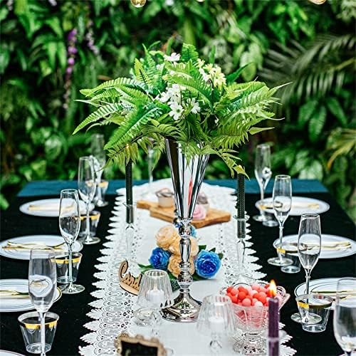 Silver Trumpet Flower Wedding Centerpiece Riser, 10Pcs, 16.5in in Silver, alternate view 2