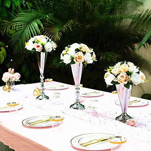 Silver Trumpet Flower Wedding Centerpiece Riser Stand, 2Pcs, 14in in Silver, alternate view 5