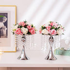 Silver Vase Stand Table: 10.2in Wedding Centerpieces, Set of 2 in Silver, alternate view 6