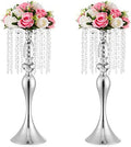 Silver Vase Stand Table: 21.3in Wedding Centerpieces, Set of 2 in Silver