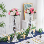 Silver Vase Stand Table: 21.3in Wedding Centerpieces, Set of 2 in Silver, alternate view 2