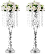 Silver Vases Centerpieces for Table: 21.7in Flower Stand, Set of 2 in Sliver
