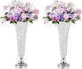 Silver Vases for Centerpieces - Crystal Trumpet Floral Vase, 2Pcs Crystal Vases for Table Centerpieces, 20in