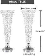 Silver Vases for Centerpieces - Crystal Trumpet Floral Vase, 2Pcs Crystal Vases for Table Centerpieces, 20in, alternate view
